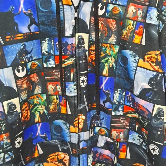NWOT Star Wars Zip Hoodie Size Large 2XL Movie Scenes Luke Darth Vader - Picture 2 of 4